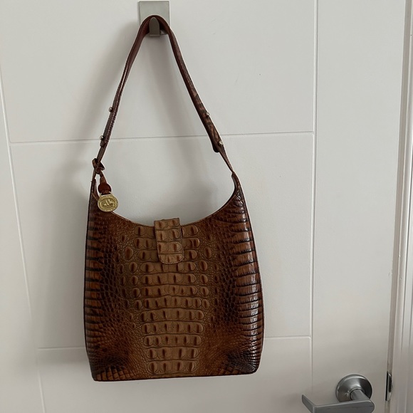 Brahmin Handbags - Brahmin Brown Crocodile Embossed Shoulder Bag